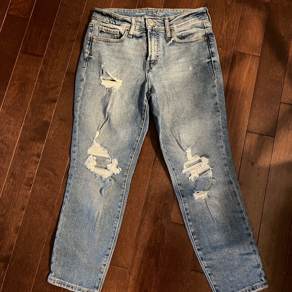 Old Navy High-Rise O.G. Straight Distressed Jeans